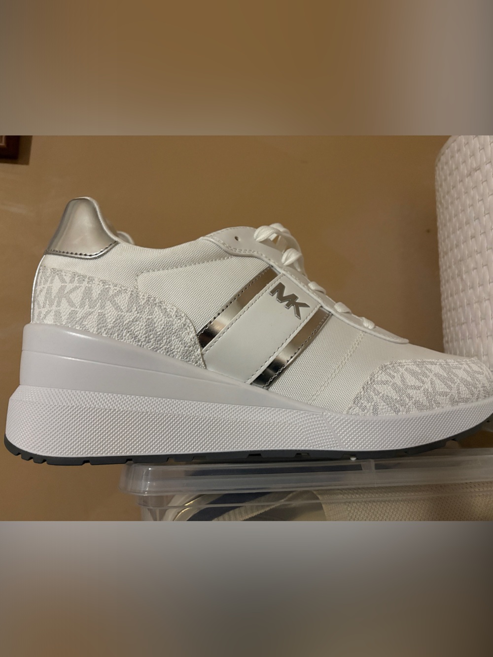 Michael Kors White & Silver MK Platform Sneaker